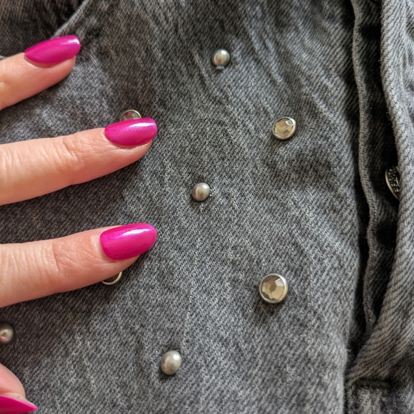 Levi's Rhinestone Hi-Rise Straight Leg Grey Jeans Sz 26 - Picture 12 of 16